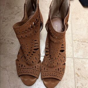 Ivanka Trump Tan Laser-Cut Heels